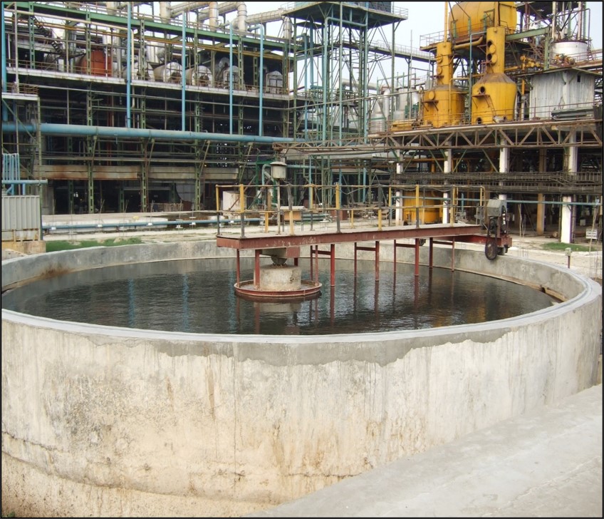 Clarifier tank at an industrial wastewater treatment plant