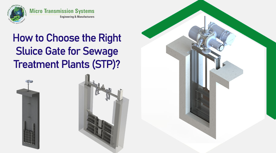 Motorized sluice gate for sewage treatment plant flow control